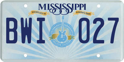 MS license plate BWI027