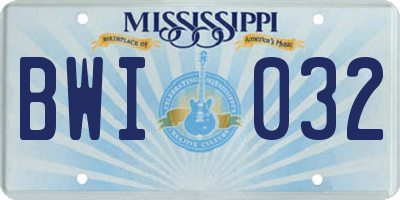 MS license plate BWI032
