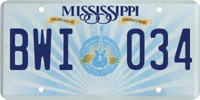 MS license plate BWI034