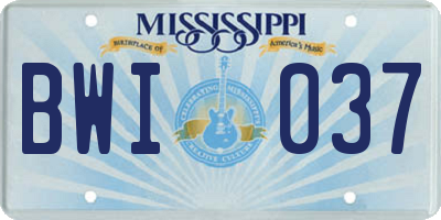 MS license plate BWI037