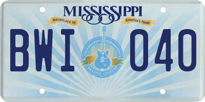 MS license plate BWI040