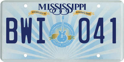 MS license plate BWI041