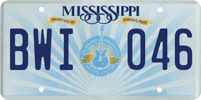 MS license plate BWI046