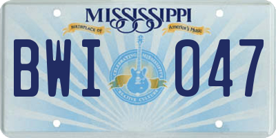 MS license plate BWI047