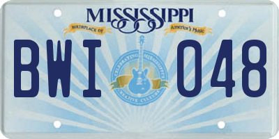 MS license plate BWI048