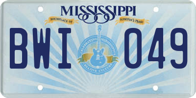 MS license plate BWI049
