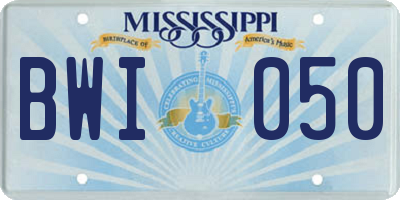 MS license plate BWI050