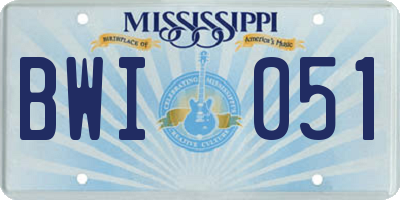 MS license plate BWI051
