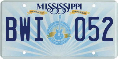 MS license plate BWI052