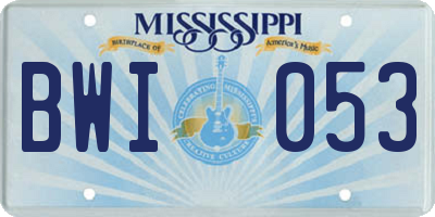 MS license plate BWI053