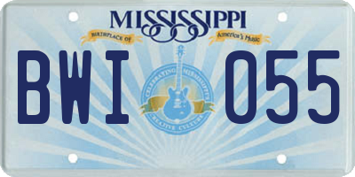 MS license plate BWI055