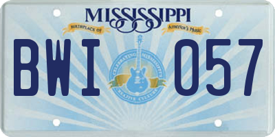 MS license plate BWI057