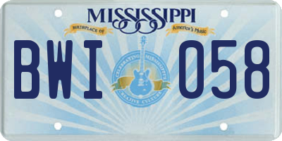 MS license plate BWI058