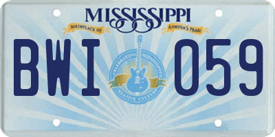 MS license plate BWI059