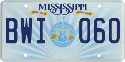 MS license plate BWI060