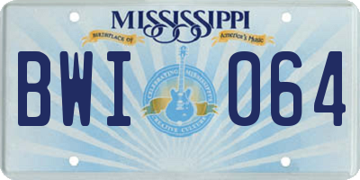 MS license plate BWI064