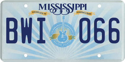MS license plate BWI066