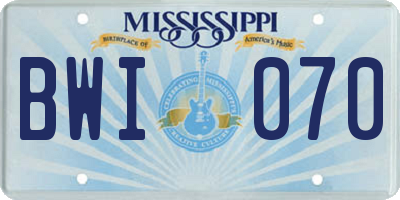 MS license plate BWI070