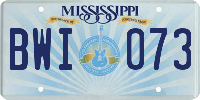 MS license plate BWI073