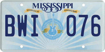 MS license plate BWI076