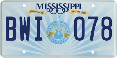 MS license plate BWI078