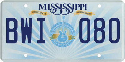 MS license plate BWI080