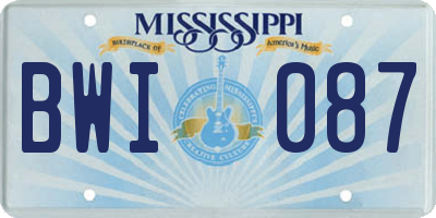 MS license plate BWI087