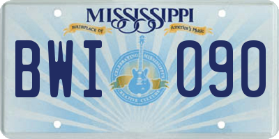 MS license plate BWI090