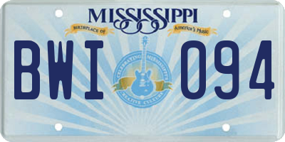 MS license plate BWI094