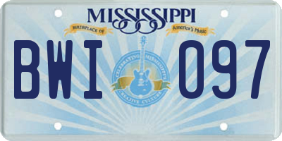 MS license plate BWI097