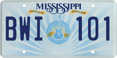 MS license plate BWI101