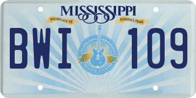 MS license plate BWI109