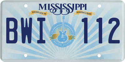MS license plate BWI112