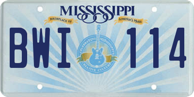 MS license plate BWI114