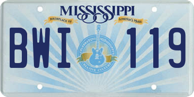 MS license plate BWI119