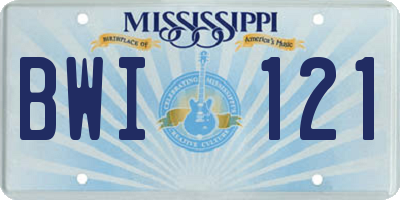 MS license plate BWI121