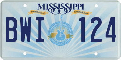 MS license plate BWI124