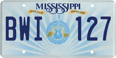 MS license plate BWI127