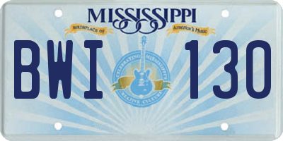 MS license plate BWI130