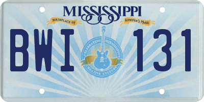 MS license plate BWI131