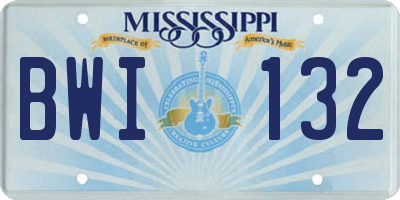 MS license plate BWI132