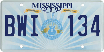 MS license plate BWI134