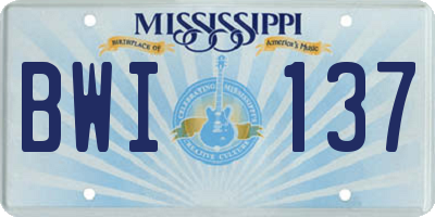 MS license plate BWI137