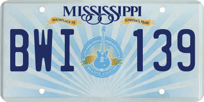 MS license plate BWI139