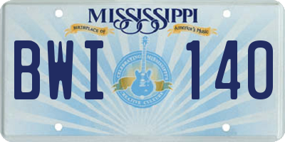 MS license plate BWI140