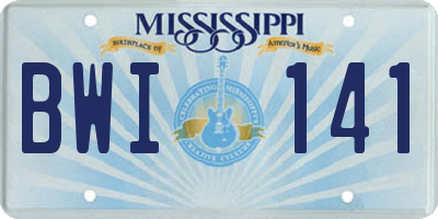 MS license plate BWI141