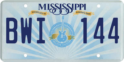 MS license plate BWI144