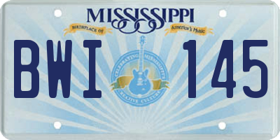 MS license plate BWI145