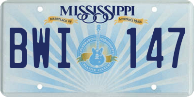 MS license plate BWI147