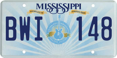 MS license plate BWI148